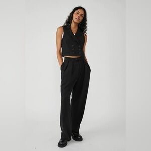 Free People Gabbie Vest Suit Spring Tux Black Set Sz6 NWOT